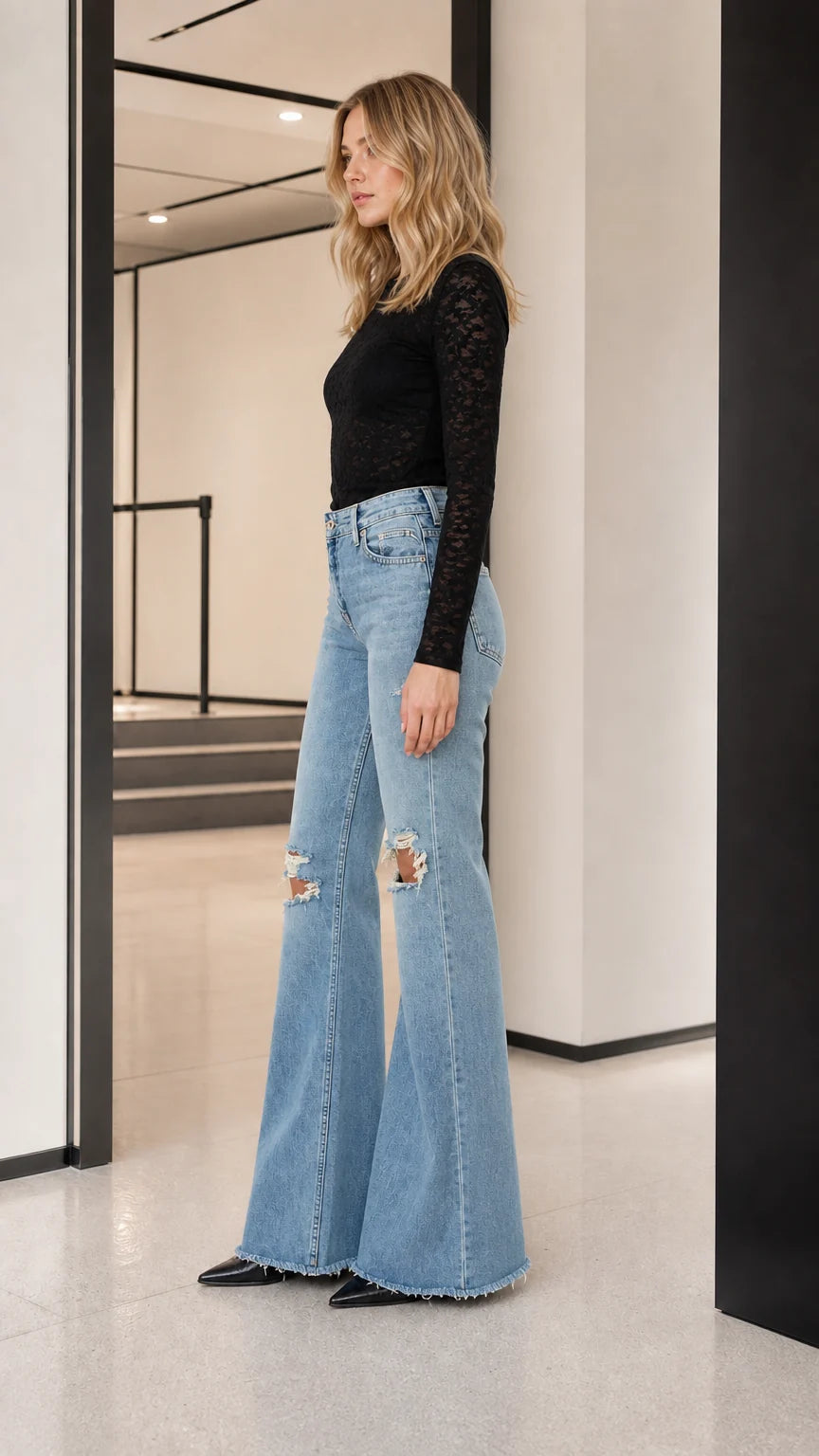 Long-Sleeve Sheer Floral Lace Top - ryffhq