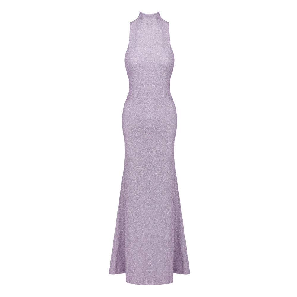 Floral Maxi Dress Round Neck Solid Color - ryffhq